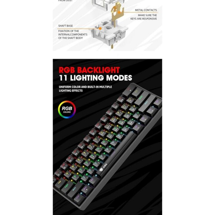 كيبورد ميكانيكي سلكي + ماوس + سماعة + ماوس باد - TOP LEVEL 4IN1 RGB ASA