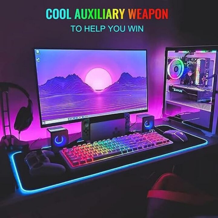 Black mouse pad with LED lighting
