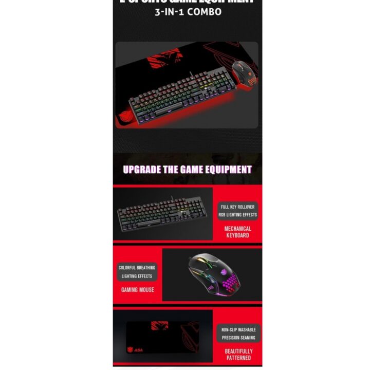 Mechanical Keyboard with Mouse + Mouse Pad TRIPLE LEVEL ASA