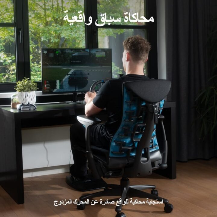 عجلة قيادة من لوجيتك موديل G29 لبلايستيشن 4 عبر USB متوافقة مع PS5 وPS4 وPC وماك بدوران 900 درجة ودواسات حساسة باللون الأسود