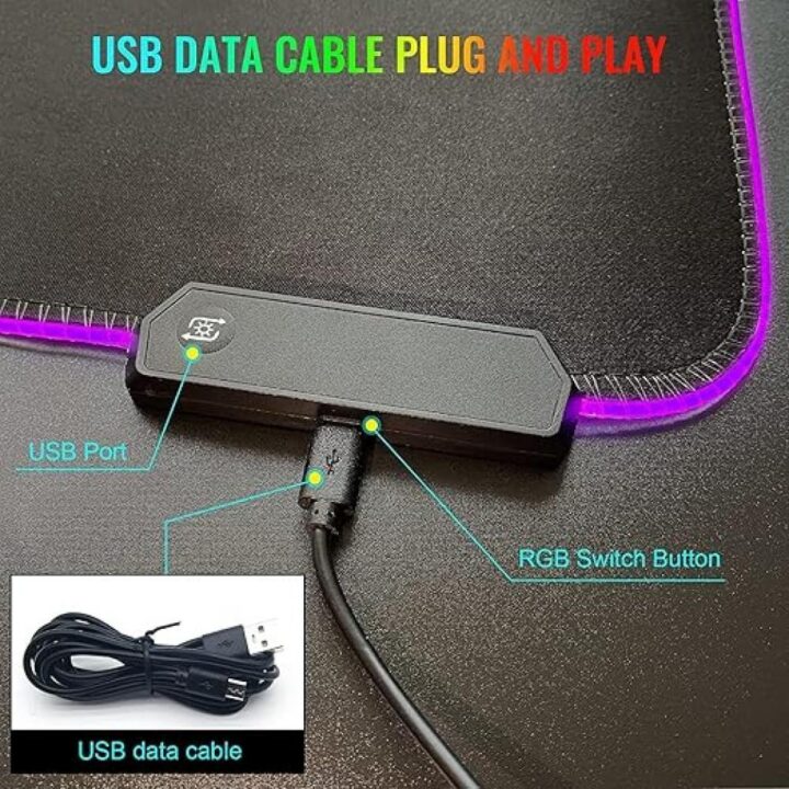Black mouse pad with LED lighting