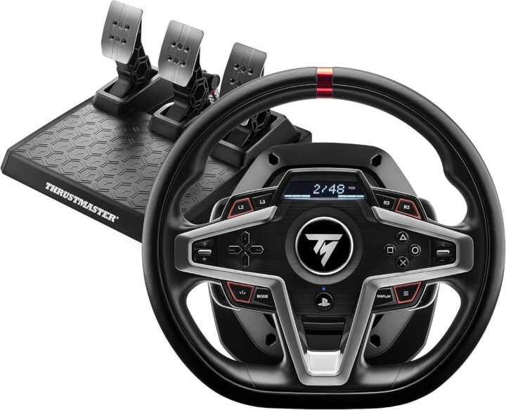 Thrustmaster T248 Racing Wheel for PlayStation 4 (USB) – Compatible with PS5, PS4, and PC – Features Force Feedback and Magnetic Pedals – Black