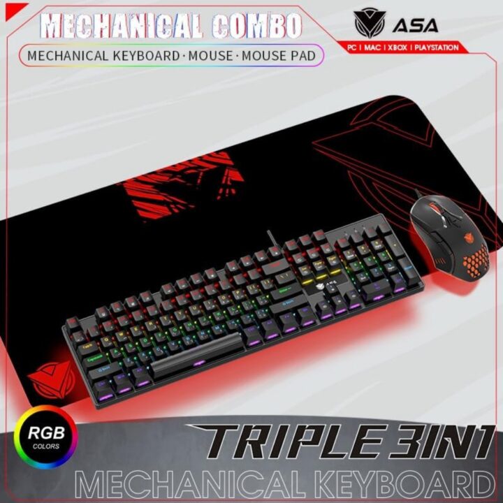 Mechanical Keyboard with Mouse + Mouse Pad TRIPLE LEVEL ASA