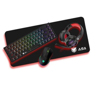 Wireless Mechanical Keyboard + Mouse + Headset + Mouse Pad - QUARTET 4IN1 RGB AS
