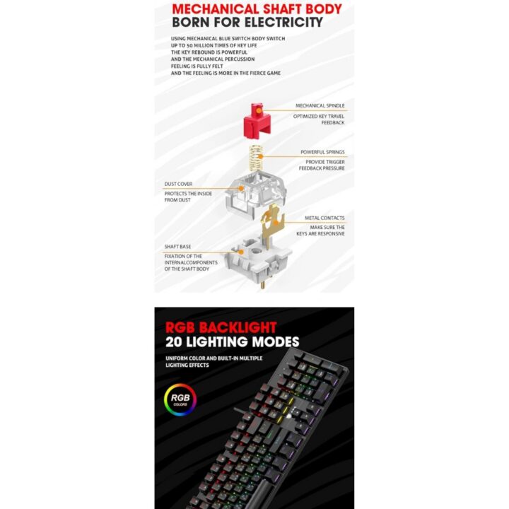 Mechanical Keyboard with Mouse + Mouse Pad TRIPLE LEVEL ASA
