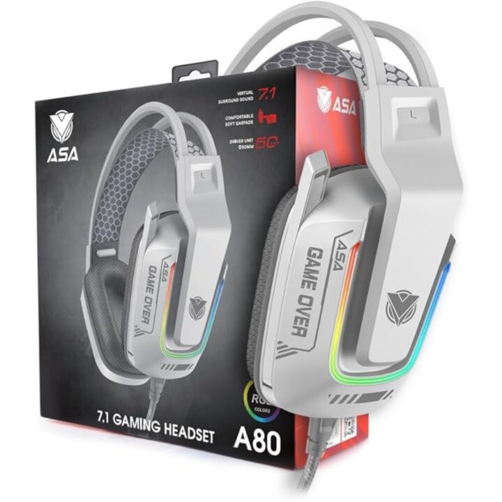 USB Surround Headset - ASA A80 HEADEST GAMING WHITE