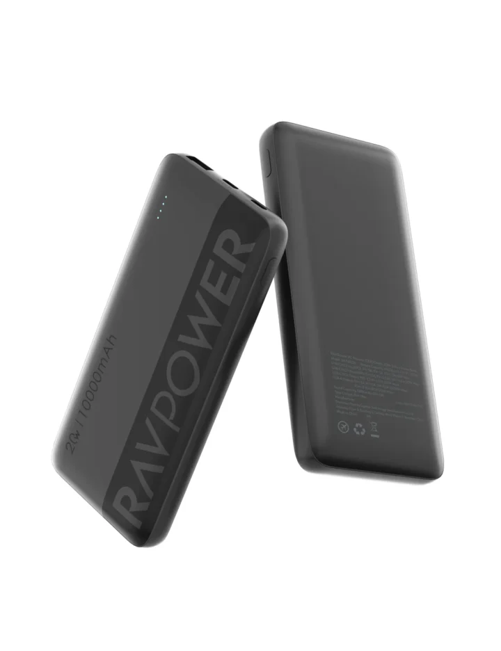 بنك طاقة RAVPower RP-PB1228 PD Pioneer بسعة 10000 مللي أمبير في الساعة وقوة 20 واط - لون أسود