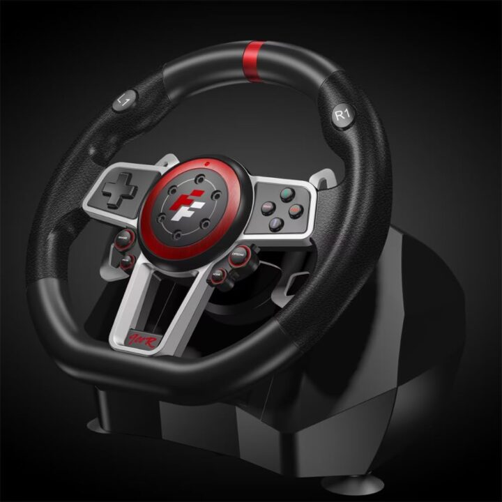 عجلة قيادة العاب Flasfire Suzuka Wheel 900R، دواسات القابض، ناقل حركة يدوي، حساس توجيه بتقنية هول، دوران قابل للتعديل ES900R متوافق مع منصات متعددة PS3/PS4/XBOX/S/X Nintendo Switch