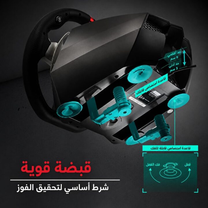 عجلة قيادة العاب Flasfire Suzuka Wheel 900R، دواسات القابض، ناقل حركة يدوي، حساس توجيه بتقنية هول، دوران قابل للتعديل ES900R متوافق مع منصات متعددة PS3/PS4/XBOX/S/X Nintendo Switch