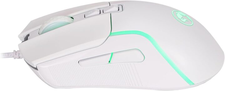 ماوس الألعاب السلكي مارفو M292 WH CAPO 20 ابيض 8000 نقطة في البوصة 6 مستويات لضبط الدقة سطح مانع للانزلاق كابل مضفر متين