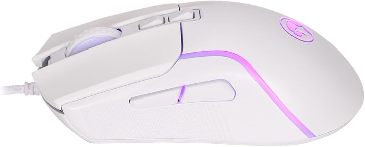 ماوس الألعاب السلكي مارفو M292 WH CAPO 20 ابيض 8000 نقطة في البوصة 6 مستويات لضبط الدقة سطح مانع للانزلاق كابل مضفر متين