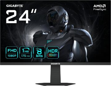 شاشة ألعاب جيجابايت GS24F14A، شاشة IPS مقاس 24 بوصة، دقة FHD، معدل تحديث 175 هرتز قابل للكسر، زمن استجابة 1 مللي ثانية (MPRT)، تقنية AMD FreeSync، أسود | GS24F14A-EK