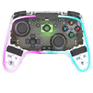 wireless game controller with RGB lights and remappable back buttons for Switch/Lite/Android/iOS/PC