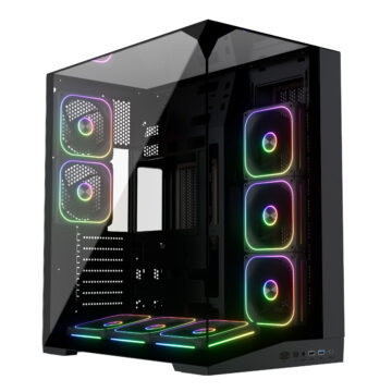 صندوق كمبيوتر للألعاب ATX متوسطة الحجم مع لوحة جانبية من الزجاج المقسى وثلاثة منافذ Type-C للاتصال الخلفي، مصنوعة من SPCC، متاحة بتصميم حسب الطلب