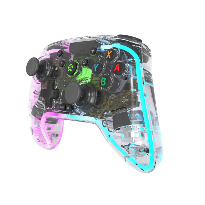wireless game controller with RGB lights and remappable back buttons for Switch/Lite/Android/iOS/PC