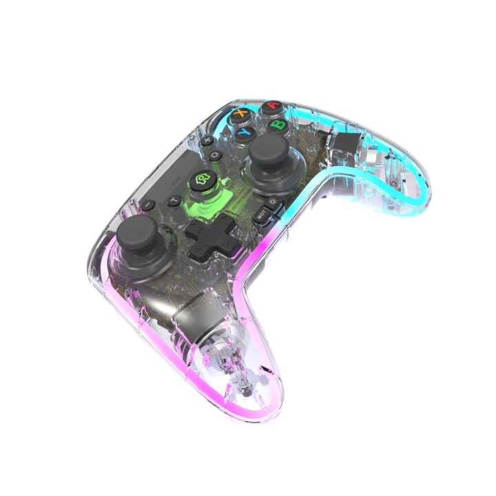 wireless game controller with RGB lights and remappable back buttons for Switch/Lite/Android/iOS/PC
