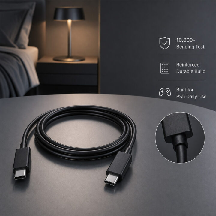كابل شحن سريع 1.5 متر لجهاز PS5، كابل بيانات USB-C إلى C لجهاز PS5/بلاي ستيشن/ اكس بوكس