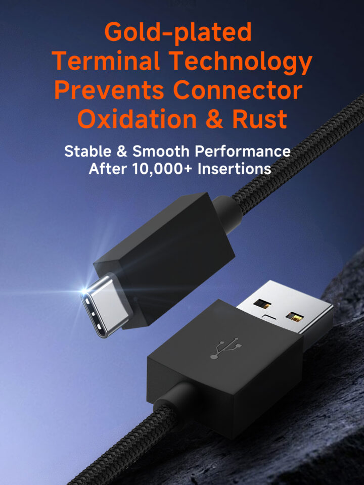 كابل شحن ونقل بيانات مضفر USB-A إلى USB-C مقاس 2.8 متر لأيدي التحكم بلاي ستيشن/اكس بوكس